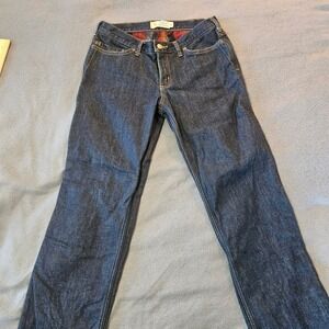Carhartt Original Fit Straight Leg Women's Dark Wash Flannel Jeans Sz 6 Short